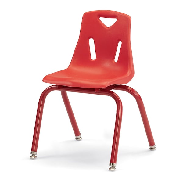 Berries Stacking Chairs with Powder-Coated Legs, 14 in. Ht, Set of 6, Red